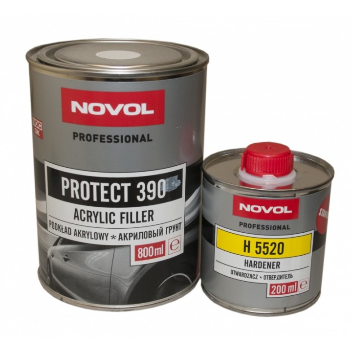 Грунт NOVOL  PROTECT 390 4+1 акриловый серый (комплект), уп.0,8л+0,2л