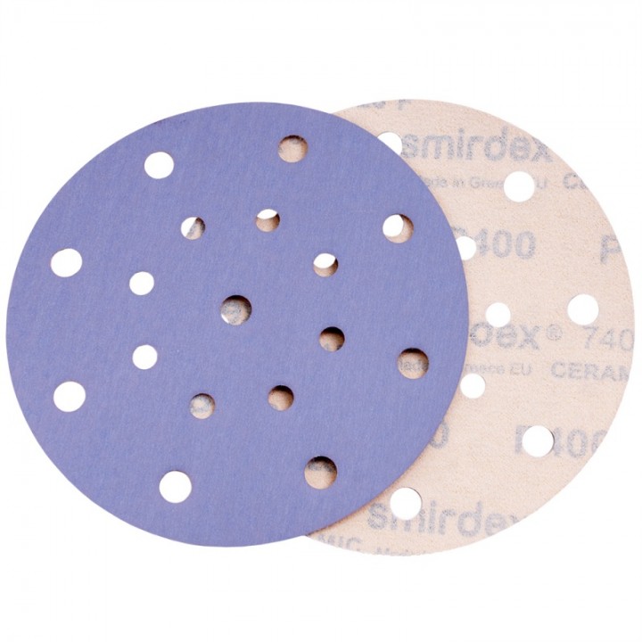 P120 150мм SMIRDEX Ceramic Velcro Discs 740  Абразивный круг, с 17 отверстиями