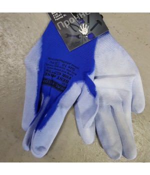 Перчатки AB нейлоновые, для механических работ с PU покрытием 1 пара - синие, размер M