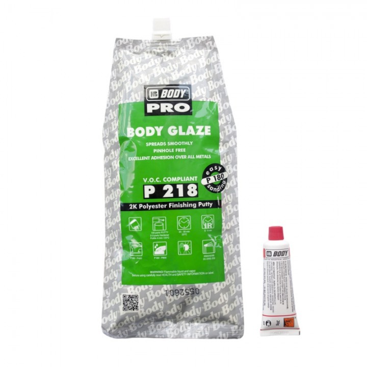 Шпатлевка  HB BODY P218 Glaze автомобильная полиэфирная, тонкая, серая, уп.0,6л